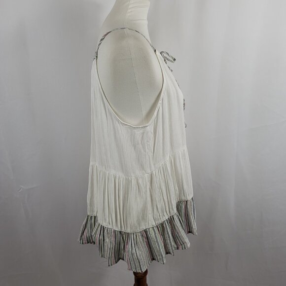 Doe & Rae Sleeveless Blouse Top Size Small White with Gray Stripe Hem NEW - Picture 9 of 16